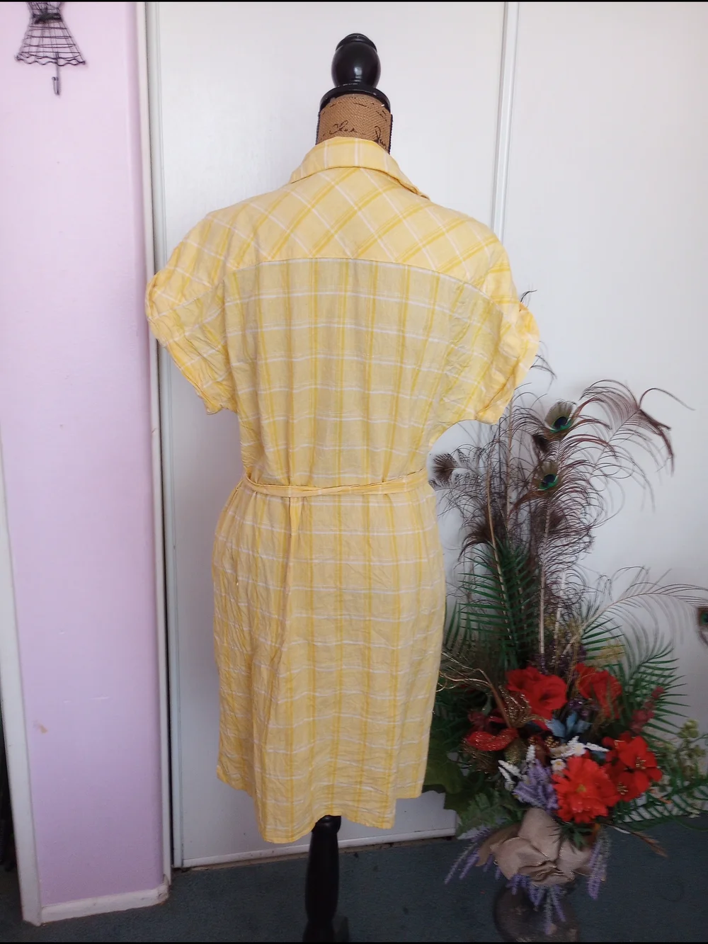 Tommy Hilfiger Yellow Plaid Button Dress - Picture 3 of 4